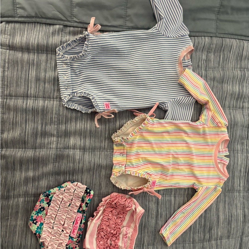 Ruffle Butts Blue and Pink Swim Bodysuit